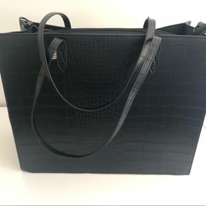 BEIS mock croc black work tote